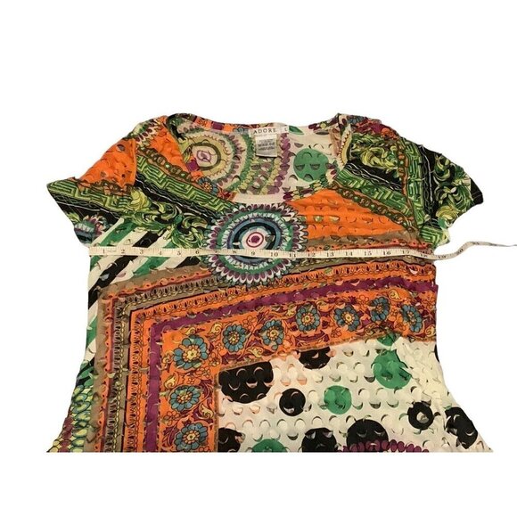 Adore Womens Size L  Multi  Colored Cut Out Tab Shift Dress Boho Mod Hippie - Picture 5 of 6